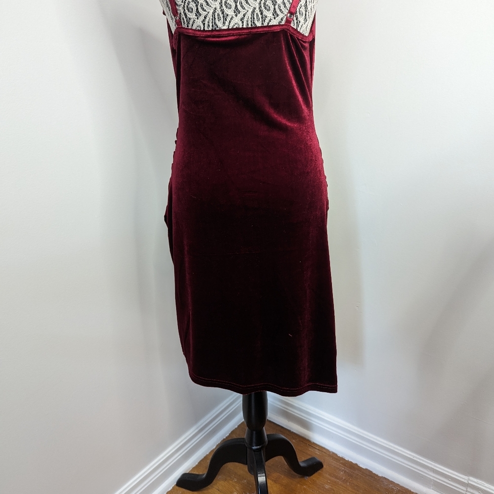 Velvet Burgundy Strapless Dress - Picture 3 of 5